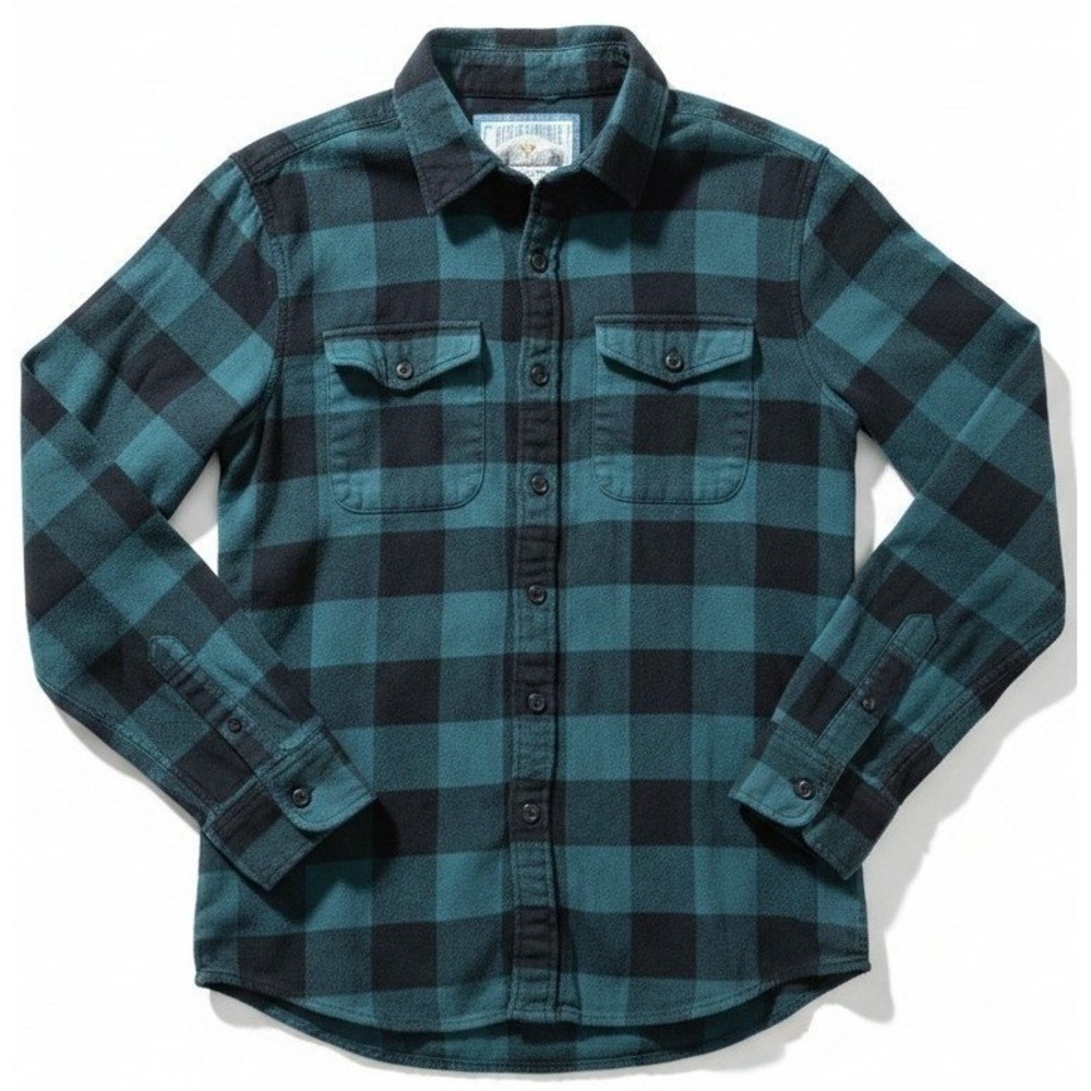 American Eagle Outfitters Mens XS Button Down Shirt Green‎ Black Plaid L/S